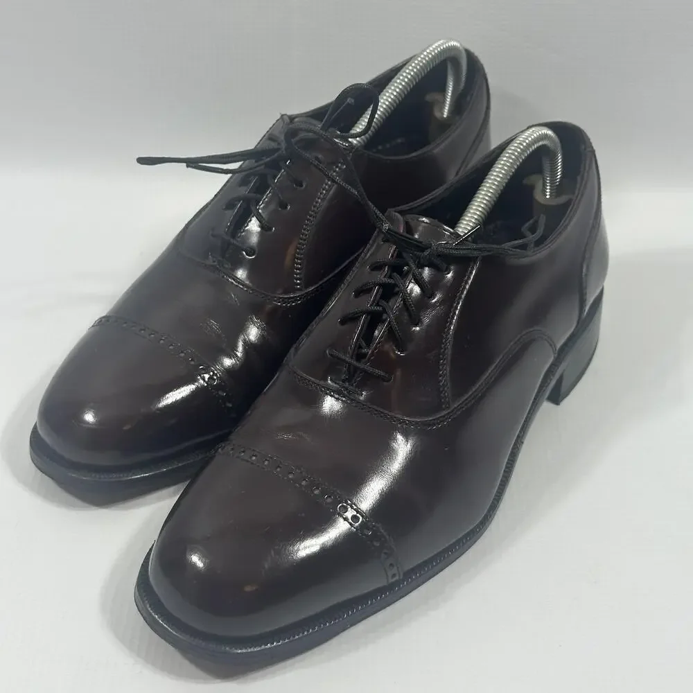 Florsheim Dress Shoes Mens Size 8 Burgundy Leather Cap Toe Oxford 17067-05